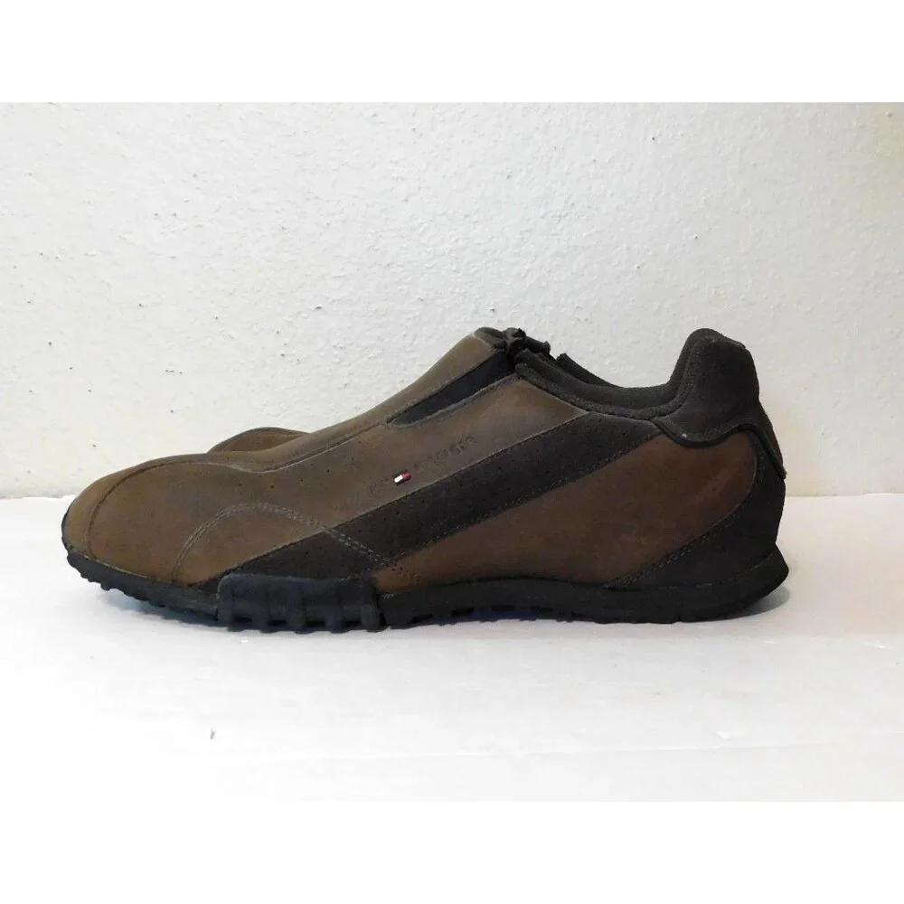 Tommy Hilfiger Leather Shoes Mens Size 10M Brown Slip-On Rubber Sole